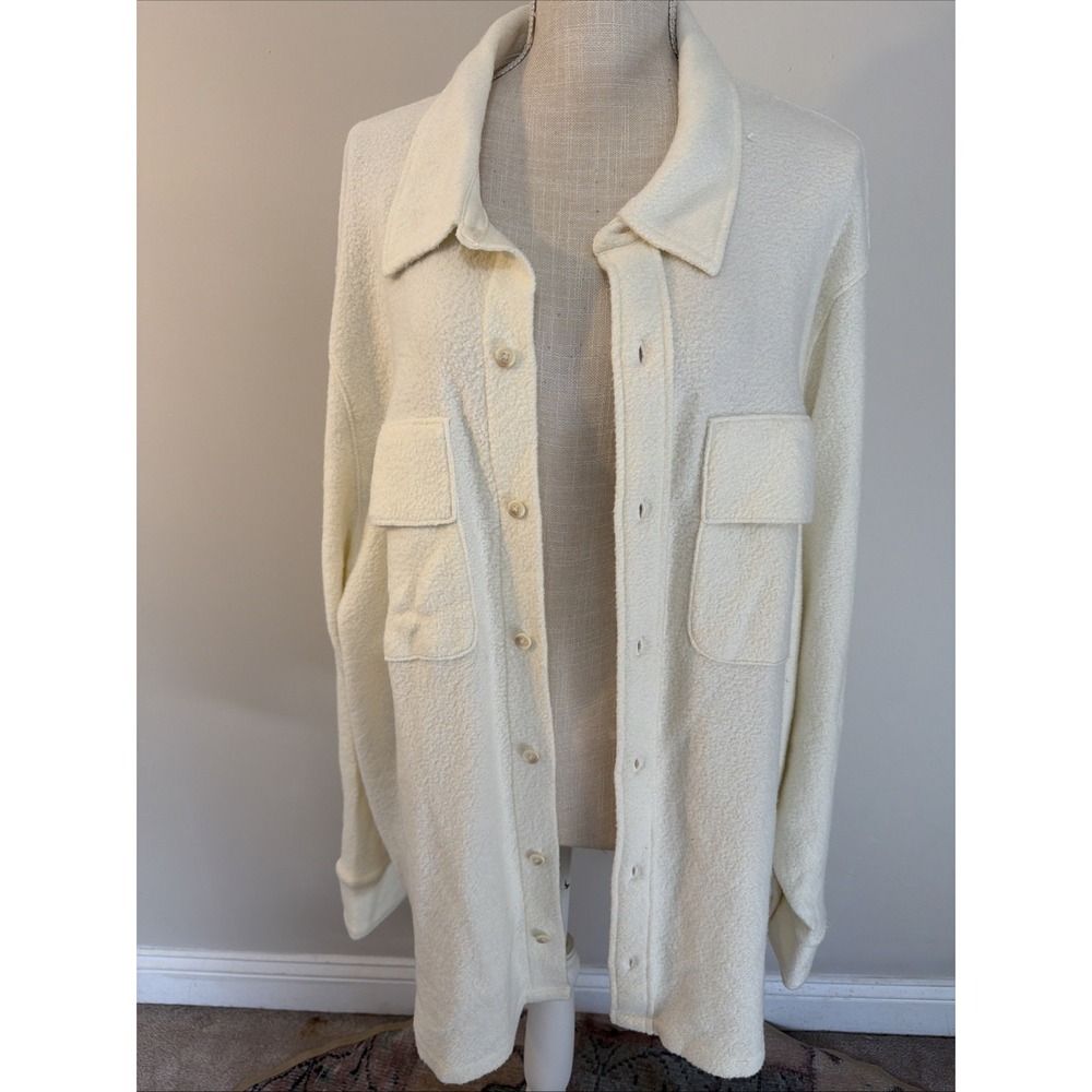 Womens XXL Victorias Secret Pink- White- Reverse Fleece Shacket- Super Soft